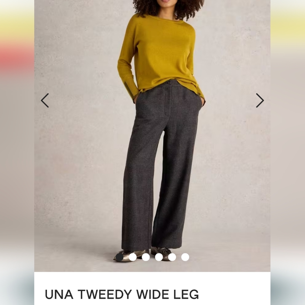 White Stuff Una Tweedy Wide Leg Trouser Jeans Size 6
